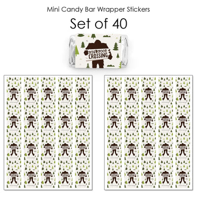 Sasquatch Crossing - Mini Candy Bar Wrapper Stickers - Bigfoot Party or Birthday Party Small Favors - 40 Count