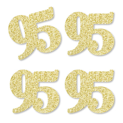 Gold Glitter 95 - No-Mess Real Gold Glitter Cut-Out Numbers - 95th Birthday Party Confetti - Set of 24