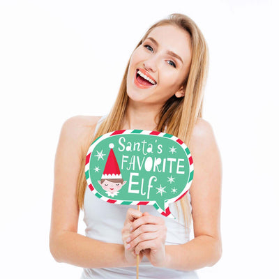 Funny Elf Squad - Kids Elf Christmas and Birthday Party Photo Booth Props Kit - 10 Piece