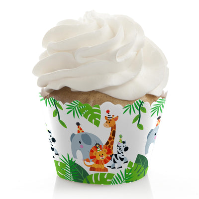 Jungle Party Animals - Safari Zoo Animal Birthday Party or Baby Shower Decorations - Party Cupcake Wrappers - Set of 12