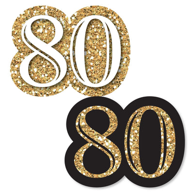 Adult 80th Birthday - Gold - DIY Shaped Party Paper Cut-Outs - 24 ct