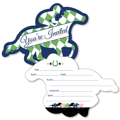 Kentucky Horse Derby - Shaped Fill-In Invitations - Horse Race Party Invitation Cards with Envelopes - Set of 12