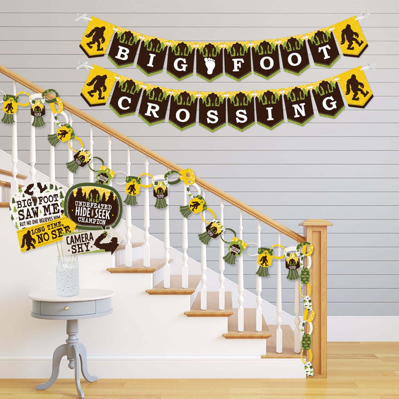 Sasquatch Crossing - Banner and Photo Booth Decorations - Bigfoot Party or Birthday Party Supplies Kit - Doterrific Bundle