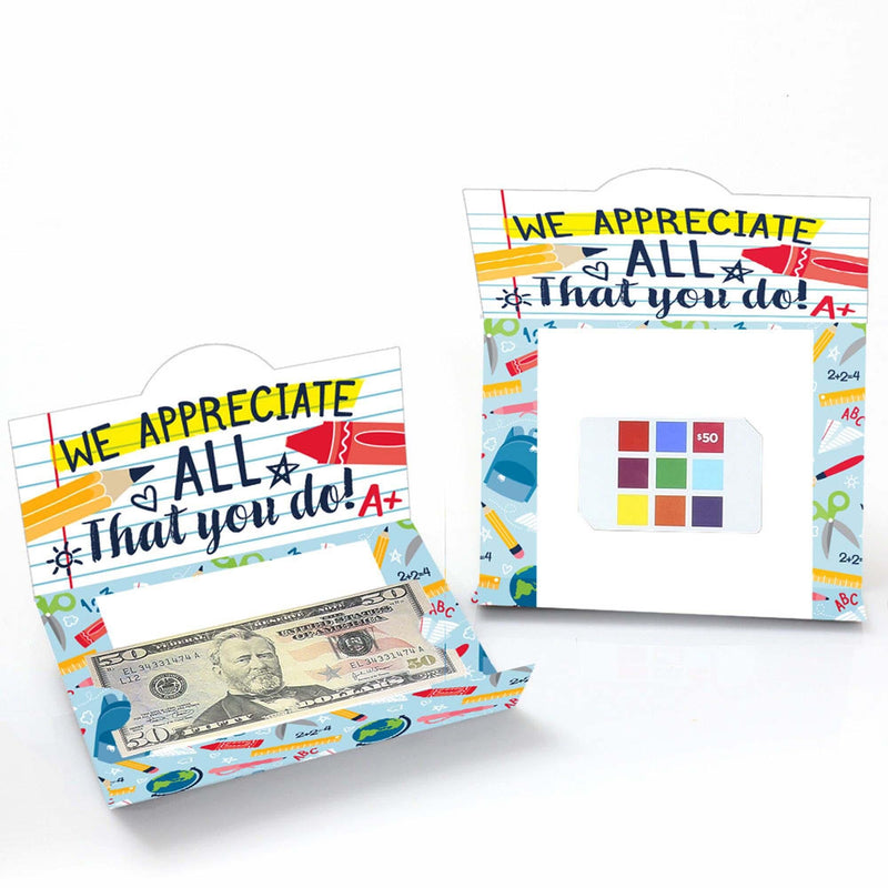 Back to School - First Day of School Teacher Appreciation Money and Gift Card Holders - Set of 8