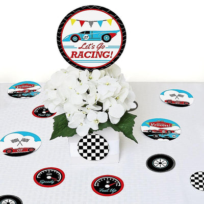 Let's Go Racing - Racecar - Race Car Birthday Party or Baby Shower Giant Circle Confetti - Party Decorations - Large Confetti 27 Count