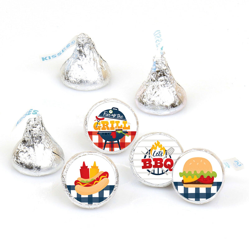 Fire Up the Grill - Summer BBQ Picnic Party Round Candy Sticker Favors - Labels Fit Hershey&