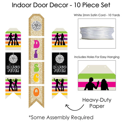70's Disco - Hanging Vertical Paper Door Banners - 1970s Disco Fever Party Wall Decoration Kit - Indoor Door Decor