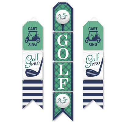 Par-Tee Time - Golf - Hanging Vertical Paper Door Banners - Birthday or Retirement Party Wall Decoration Kit - Indoor Door Decor