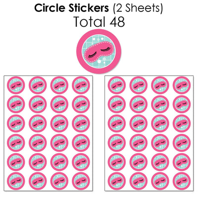 Spa Day - Mini Candy Bar Wrappers, Round Candy Stickers and Circle Stickers - Girls Makeup Party Candy Favor Sticker Kit - 304 Pieces