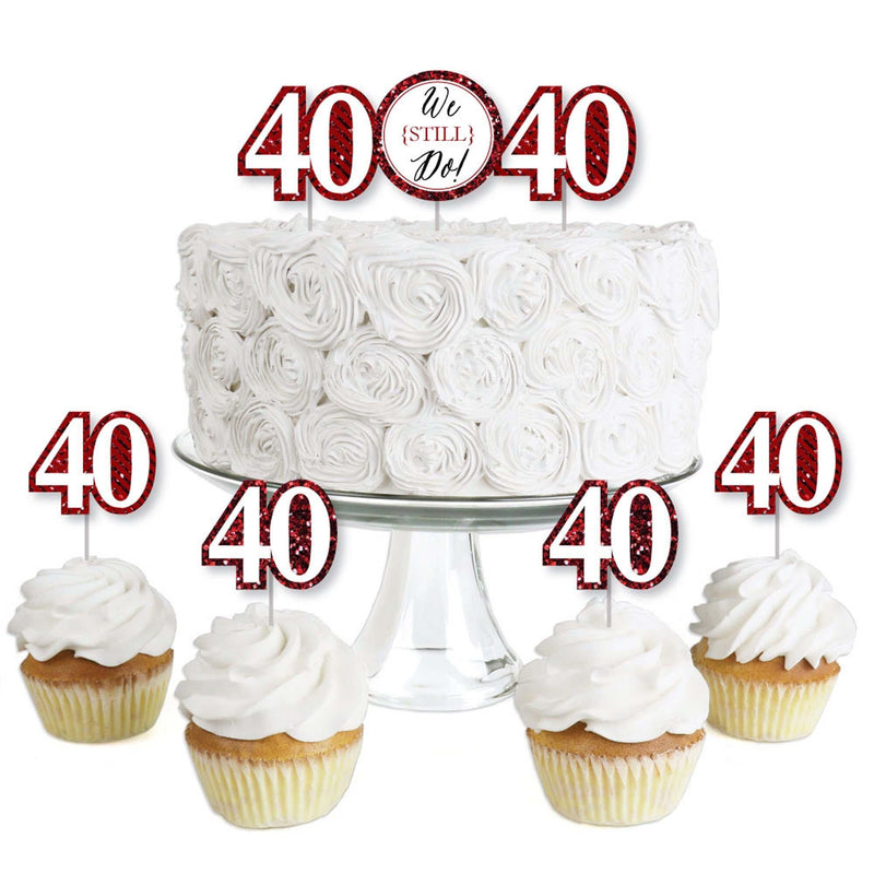 We Still Do - 40th Wedding Anniversary - Dessert Cupcake Toppers - Anniversary Party Clear Treat Picks - Set of 24