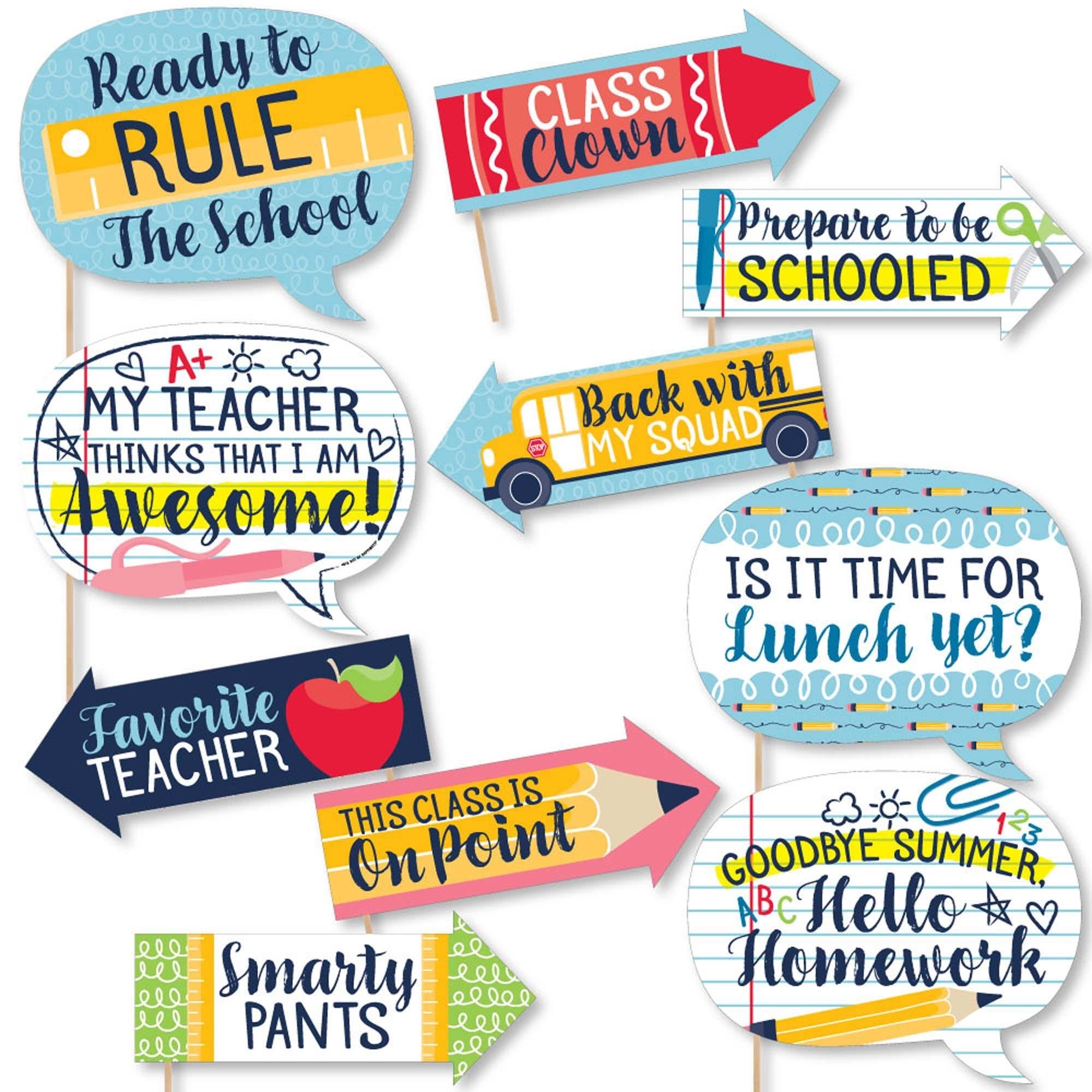 Funny Back To School - 10 Piece First Day of School Classroom Photo ...