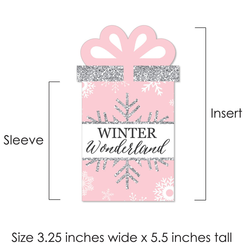Pink Winter Wonderland - Holiday Snowflake Birthday Party and Baby Shower Money and Gift Card Sleeves - Nifty Gifty Card Holders - Set of 8