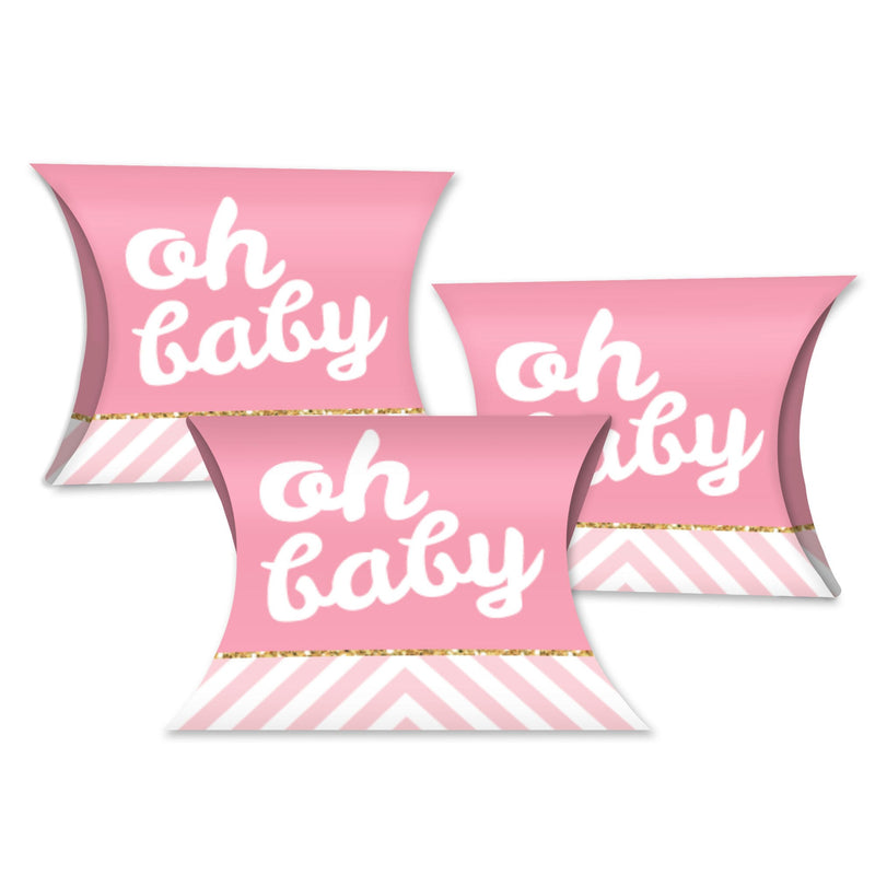 Hello Little One - Pink and Gold - Favor Gift Boxes - Girl Baby Shower Petite Pillow Boxes - Set of 20