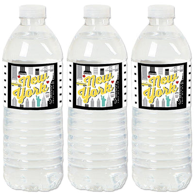 NYC Cityscape - New York City Party Water Bottle Sticker Labels - Set of 20