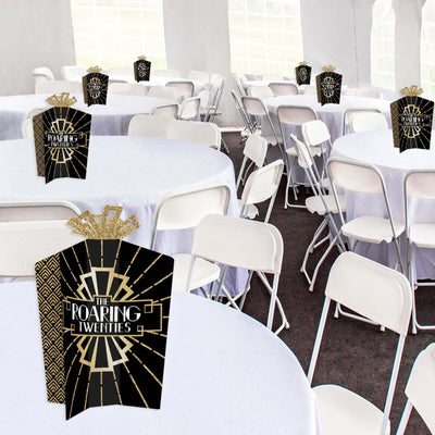 Roaring 20's - Table Decorations - 1920s Art Deco Jazz Party Fold and Flare Centerpieces - 10 Count