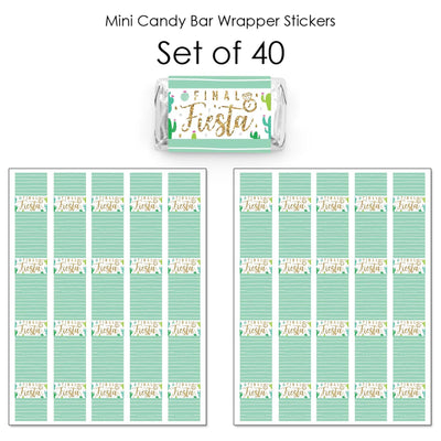 Final Fiesta - Mini Candy Bar Wrapper Stickers - Last Fiesta Bachelorette Party Small Favors - 40 Count