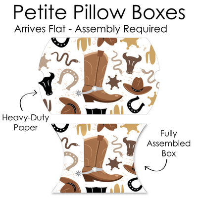 Western Hoedown - Favor Gift Boxes - Wild West Cowboy Party Petite Pillow Boxes - Set of 20