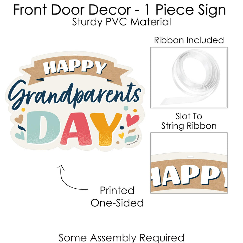 Happy Grandparents Day - Hanging Porch Grandma & Grandpa Party Outdoor Decorations - Front Door Decor - 1 Piece Sign