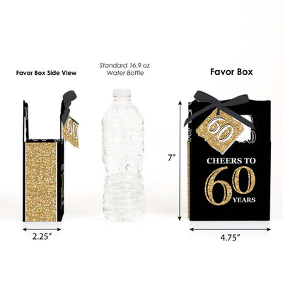 Adult 60th Birthday - Gold - Birthday Party Favor Boxes - Set of 12