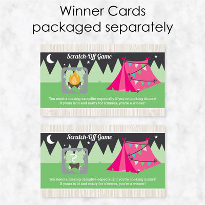 Let's Go Glamping - Camp Glamp Party or Birthday Party Scratch Off Cards - 22 Cards