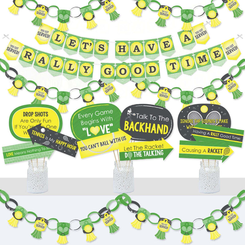 You Got Served - Tennis - Banner and Photo Booth Decorations - Baby Shower or Tennis Ball Birthday Party Supplies Kit - Doterrific Bundle