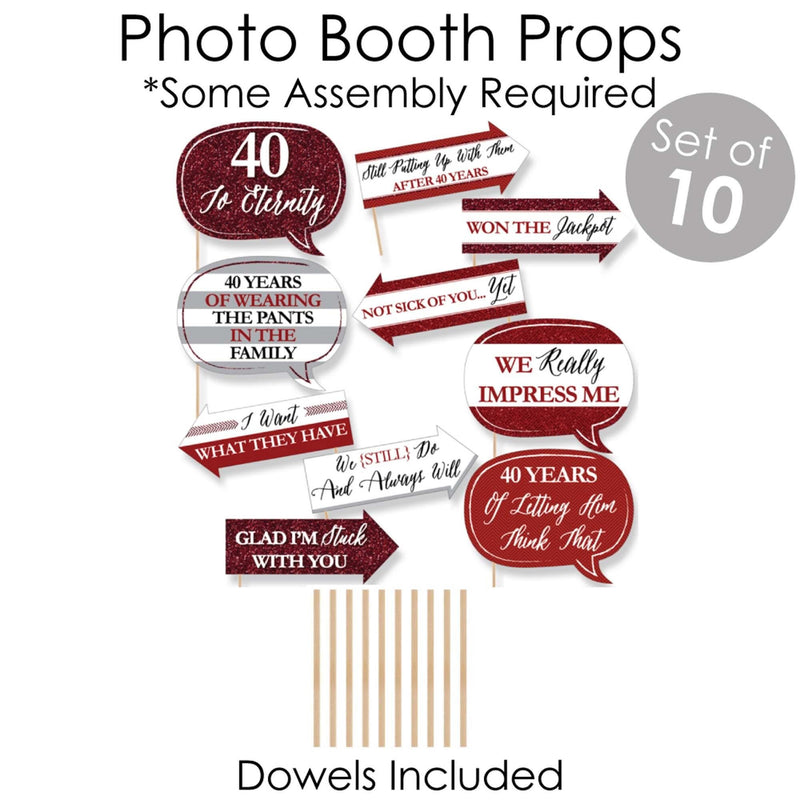 We Still Do - 40th Wedding Anniversary - Banner and Photo Booth Decorations - Anniversary Party Supplies Kit - Doterrific Bundle