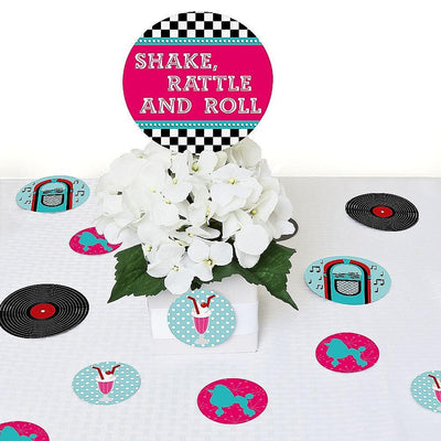 50's Sock Hop - 1950s Rock N Roll Giant Circle Confetti - Fifties Party Decorations - Large Confetti 27 Count