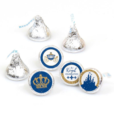 Royal Prince Charming - Baby Shower or Birthday Party Round Candy Sticker Favors - Labels Fit Hershey's Kisses - 108 ct