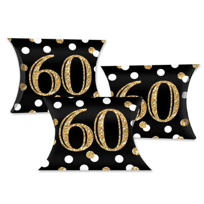Adult 60th Birthday - Gold - Favor Gift Boxes - Birthday Party Petite Pillow Boxes - Set of 20