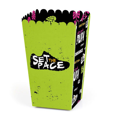 Set the Pace - Running - Track, Cross Country or Marathon Party Favor Popcorn Treat Boxes - Set of 12