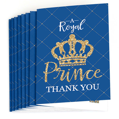 Royal Prince Charming - Baby Shower or Birthday Party Thank You Cards - 8 ct