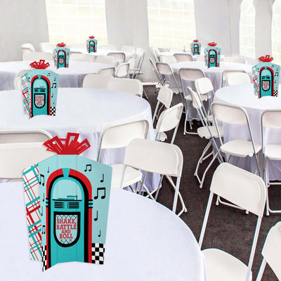 50's Sock Hop - Table Decorations - 1950s Rock N Roll Party Fold and Flare Centerpieces - 10 Count