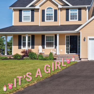 It's A Girl - Yard Sign Outdoor Lawn Decorations - Girl Baby Shower And Baby Announcement Yard Signs