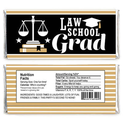 Law School Grad - Candy Bar Wrappers Future Lawyer Graduation Party Favors - Set of 24