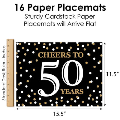 Adult 50th Birthday - Gold - Party Table Decorations - Birthday Party Placemats - Set of 16
