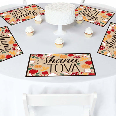 Rosh Hashanah - Party Table Decorations - Jewish New Year Placemats - Set of 16