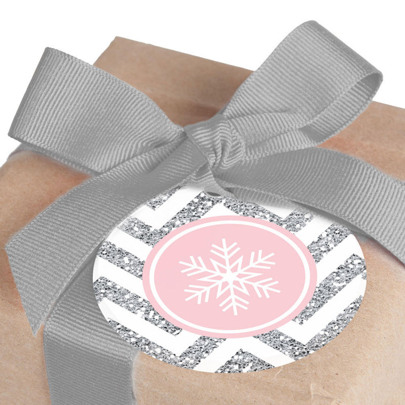 Pink Winter Wonderland - Holiday Snowflake To and From Favor Gift Tags - Set of 20