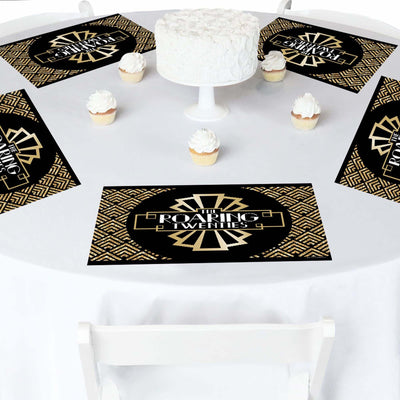 Roaring 20's - Party Table Decorations - 1920s Art Deco Jazz Party Placemats - Set of 16