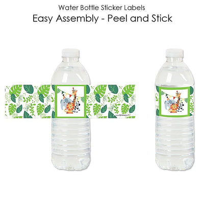 Jungle Party Animals - Safari Zoo Animal Birthday Party or Baby Shower Water Bottle Sticker Labels - Set of 20