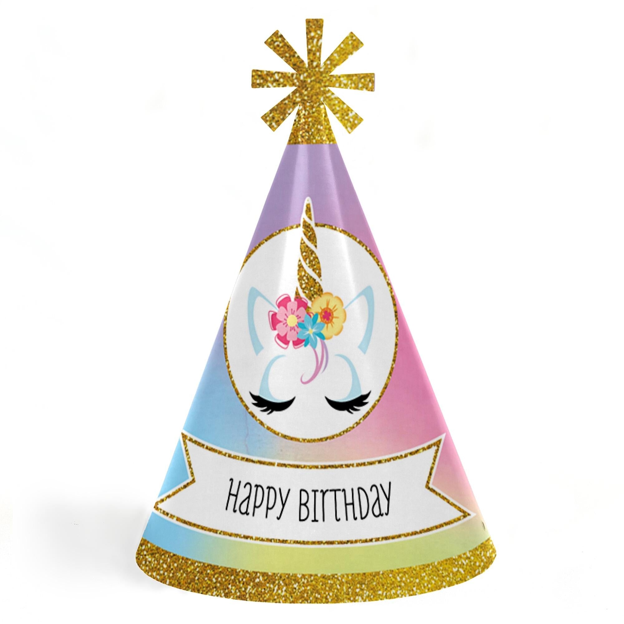Rainbow Unicorn Cone Magical Unicorn Happy Birthday Party Hats