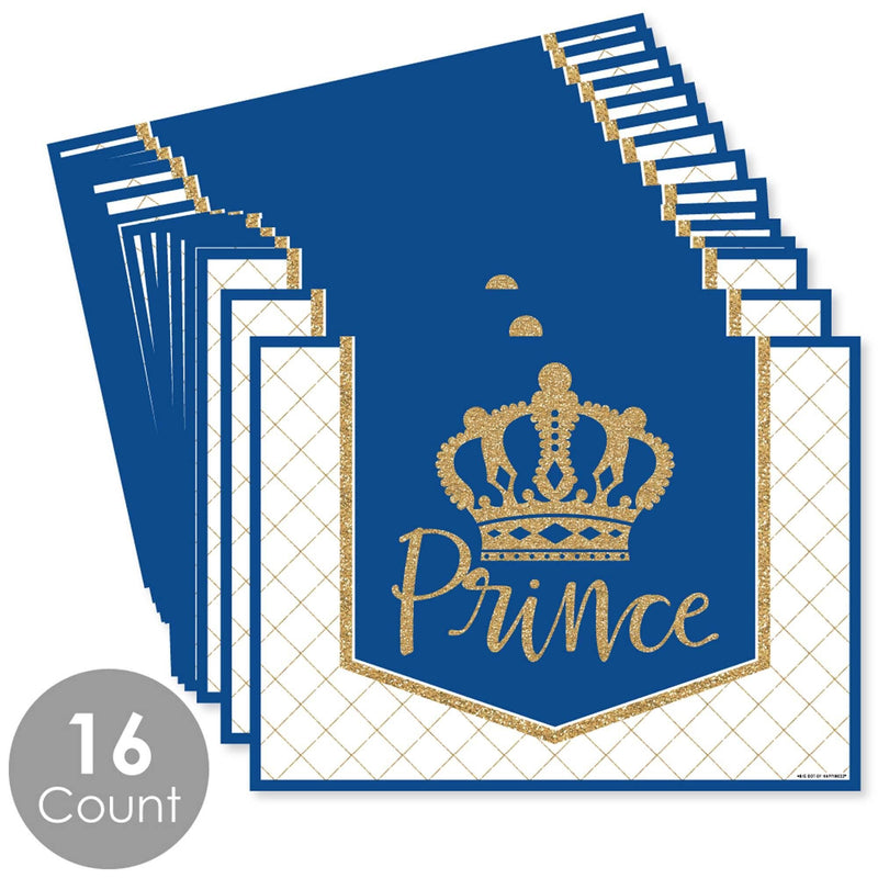 Royal Prince Charming - Party Table Decorations - Baby Shower or Birthday Party Placemats - Set of 16