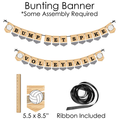 Bump, Set, Spike - Volleyball - Banner and Photo Booth Decorations - Baby Shower or Birthday Party Supplies Kit - Doterrific Bundle