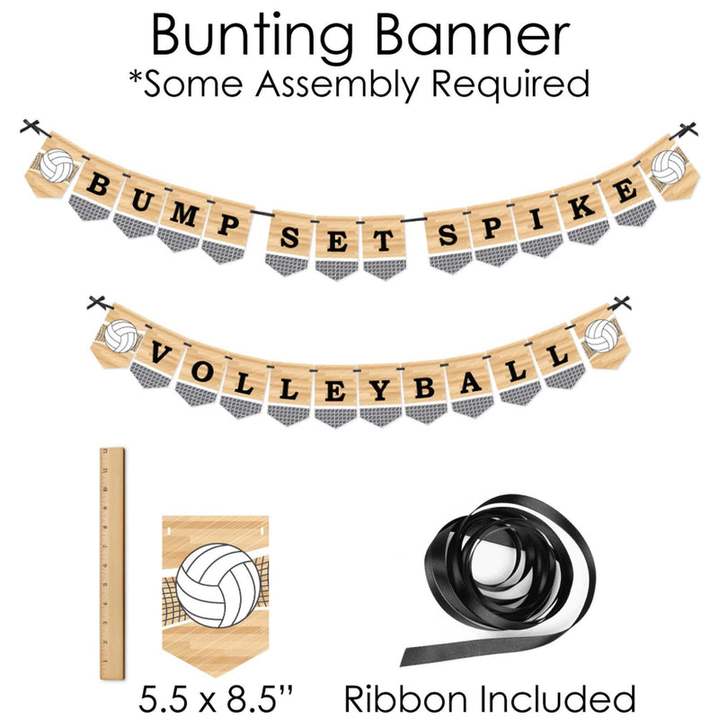 Bump, Set, Spike - Volleyball - Banner and Photo Booth Decorations - Baby Shower or Birthday Party Supplies Kit - Doterrific Bundle