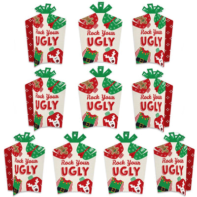Ugly Sweater - Table Decorations - Holiday and Christmas Party Fold and Flare Centerpieces - 10 Count