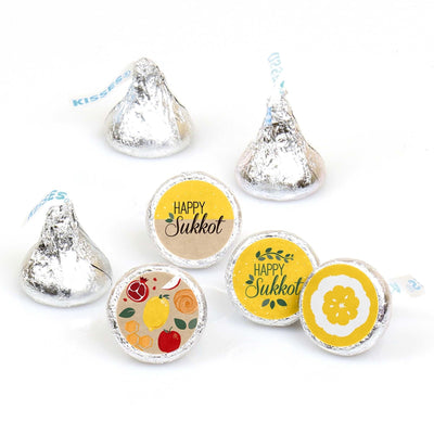 Sukkot - Round Candy Labels Sukkah Jewish Holiday Favors - Fits Hershey's Kisses - 108 ct