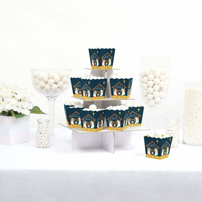 Holy Nativity - Party Mini Favor Boxes - Manger Scene Religious Christmas Treat Candy Boxes - Set of 12
