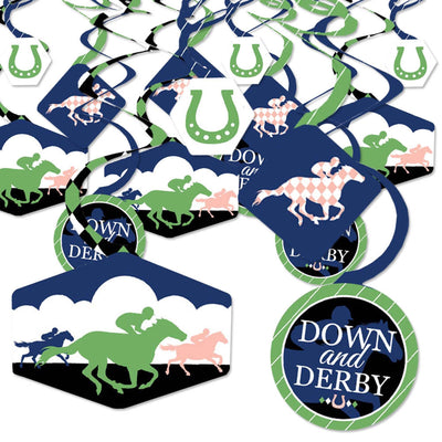 Kentucky Horse Derby - Horse Race Party Hanging Decor - Party Decoration Swirls - Set of 40