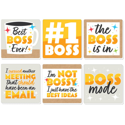 Happy Boss's Day - Funny Best Boss Ever Decorations - Drink Coasters - Set of 6