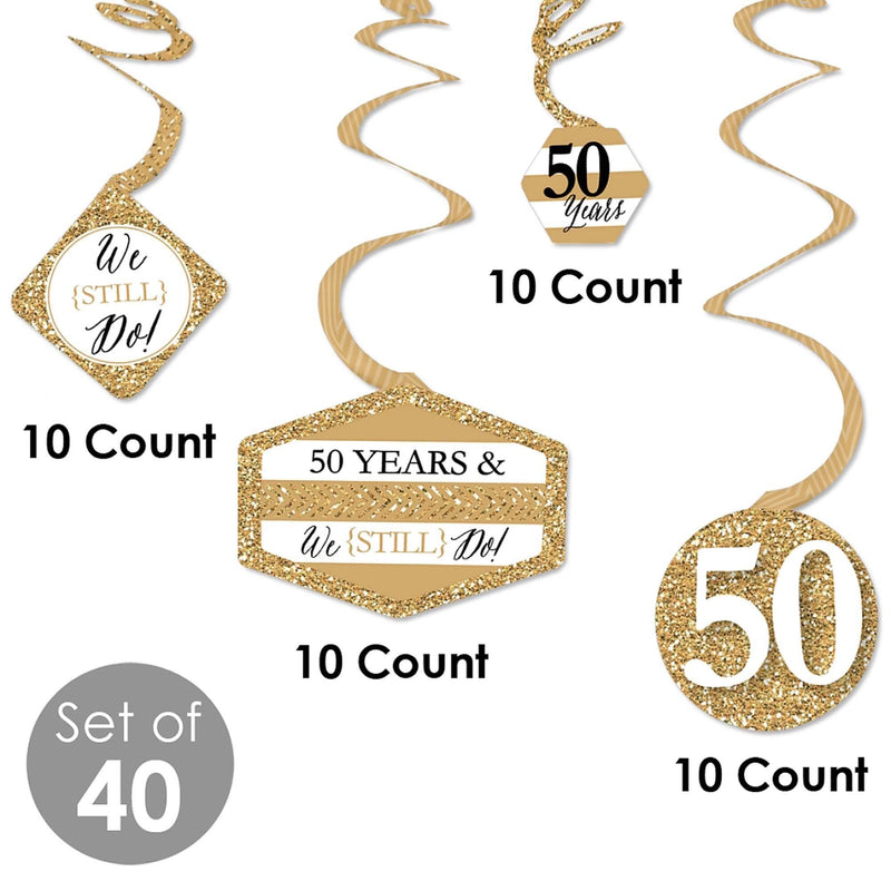 We Still Do - 50th Wedding Anniversary - Anniversary Party Hanging Decor - Party Decoration Swirls - Set of 40