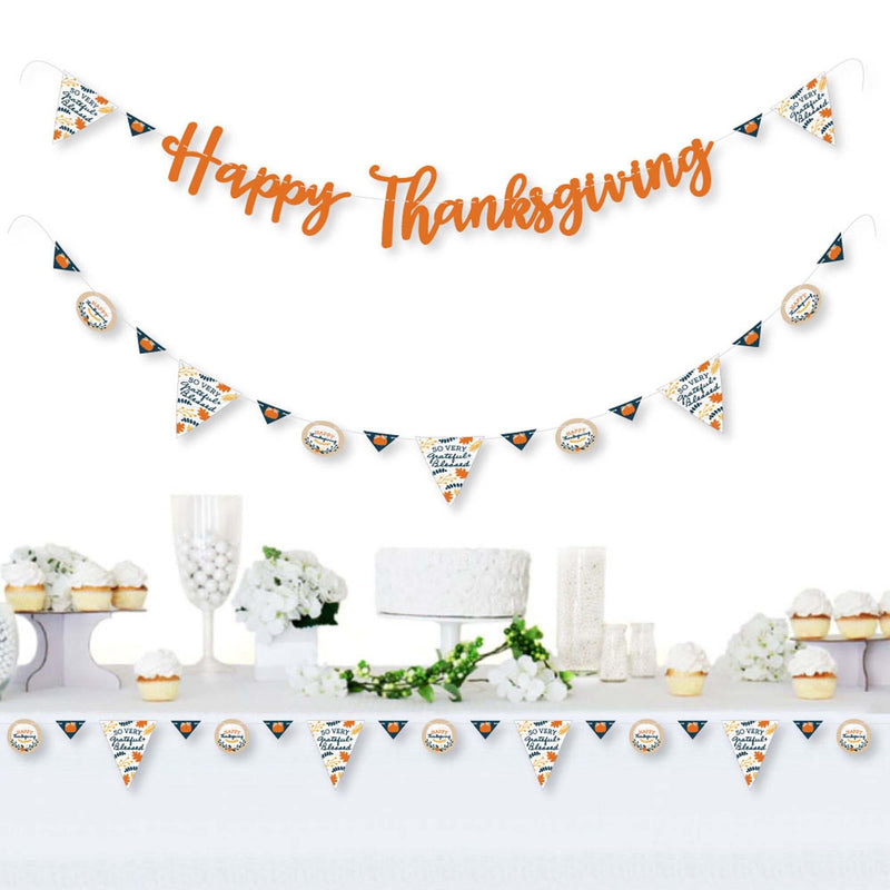Happy Thanksgiving - Fall Harvest Party Letter Banner Decoration - 36 Banner Cutouts and Happy Thanksgiving Banner Letters